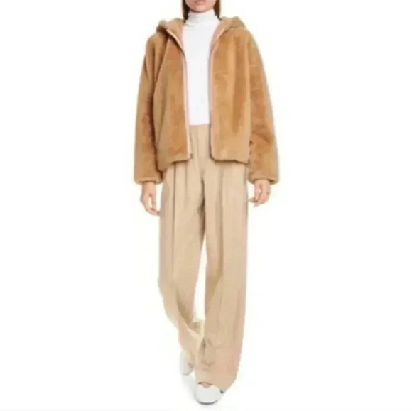 Vince Faux Fur Zip Hoodie - extra small, Sand Dollar - Picture 7 of 12
